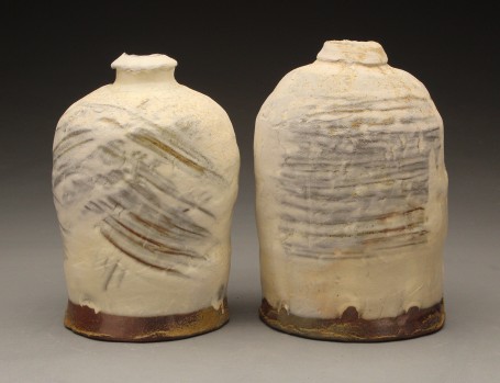 Eamon Rogers, Bottles, Wood fired earthenware, 2016, 7 x 4