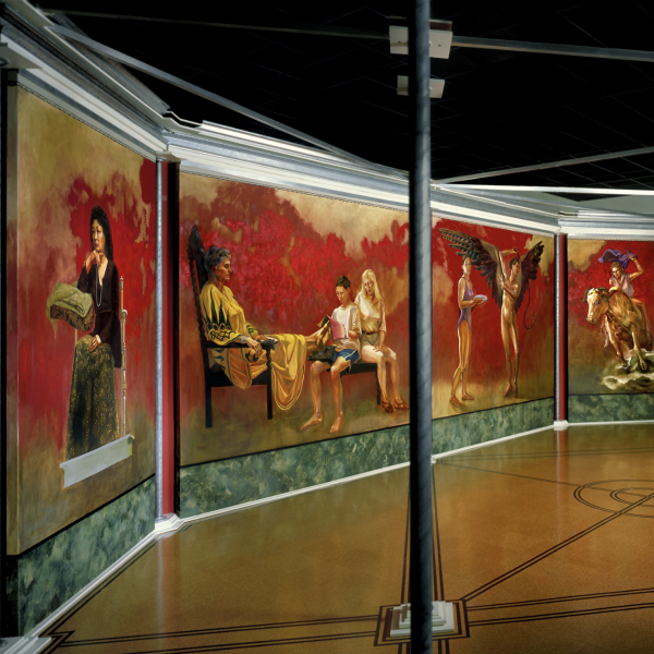 The Mysteries Revisited, Mixed media installation, 30 feet long x 17 1/2 feet wide x 11 feet high