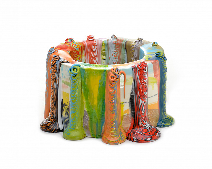 Lauren Mabry, Glaze Flow Cylinder, Ceramic and glaze, 7.75 x 13.5 x 13, 2021.
