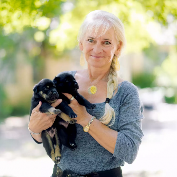 Dr. Hobgood and her foster puppies