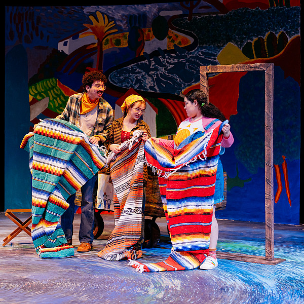 Connor Bustos, Ava Dela Torre, and Isabella Fernandez in the Sarofim School of Fine Arts production of Luna