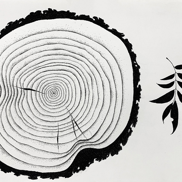 Brady Williamson, Self Portrait, Ink, Drawing I, Instructor: Ron Geibel
