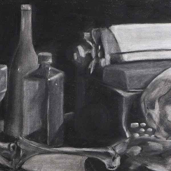 Shannon Dyke, Skeleton, Charcoal, 18 x 24," Drawing I, Instructor: Kristen Van Patten