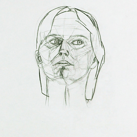 Hannah Mitchell, Head Study, charcoal on paper, 18 x 24," 2020, Drawing II, Instructor: Victoria Star Varner
