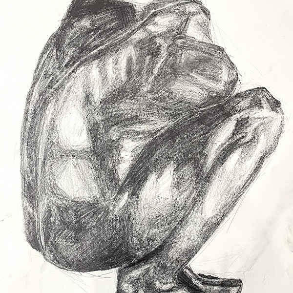Lily Loose, Copy of Camille Claudel sculpture, Graphite, 24 x 18," 2020, Drawing II remote, Instructor: Victoria Star Varner