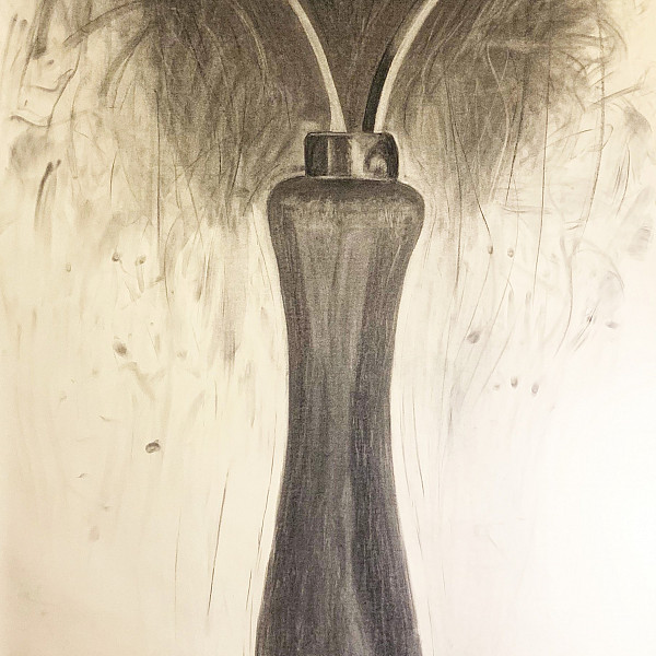 Jack Doloszycki, Self-Portrait as Object, charcoal on paper, 60 x 42," 2020, Drawing II (remote), Instructor: Victoria Star Varner