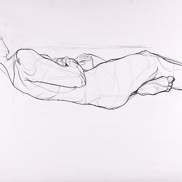 Ana Olvera, Reclining Pose Drawing, Graphite, Drawing III, Instructor: Victoria Star Varner
