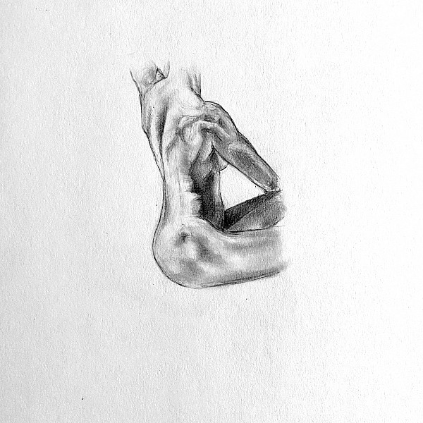 Lauren Muskara, Torso Twist, Graphite, 11 x 8.5, 2020, Drawing III remote, Instructor: Victoria Star Varner