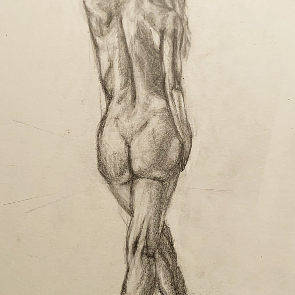 Julia Canfield, Figure Study, graphite on paper, 10 x 8, 2020, Drawing III remote, Instructor: Victoria Star Varner