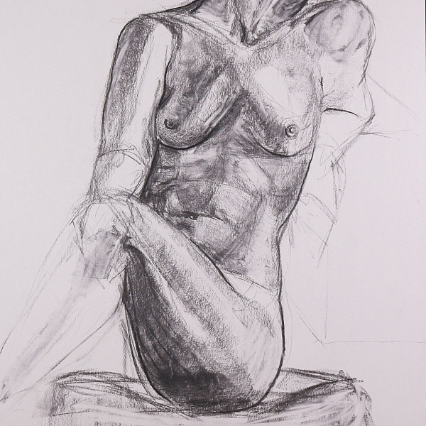 Mattie Wesoloski, Figure Study, charcoal on paper, 36 x 24, 2020, Drawing III, Instructor: Victoria Star Varner