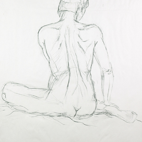Evan Dryden, Figure Study, charcoal on paper, 36 x 24," 2020, Drawing III, Instructor: Victoria Star Varner