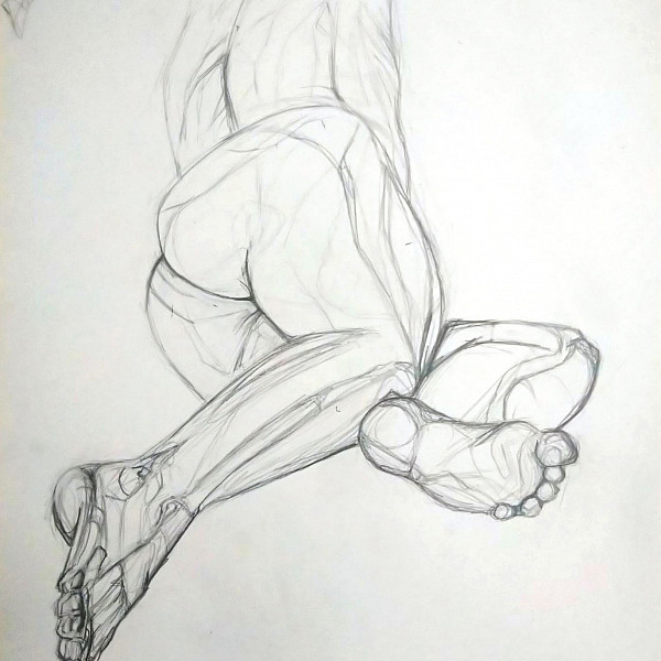 Ana Olvera, Figure Study, charcoal on paper, 36 x 24, 2020, Drawing III, Instructor: Victoria Star Varner