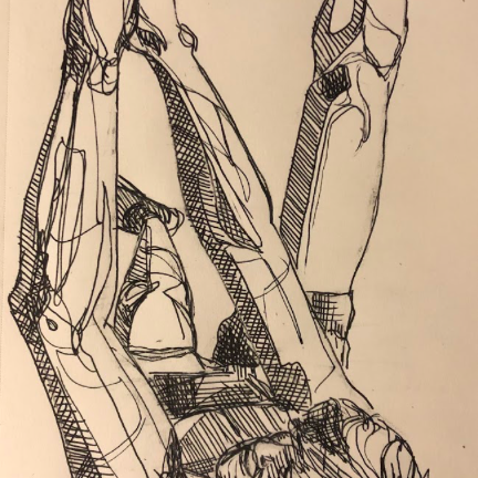 Summer Elliott, Brother, ink on paper, 12 x 8, 2020, Drawing III remote, Instructor: Victoria Star Varner