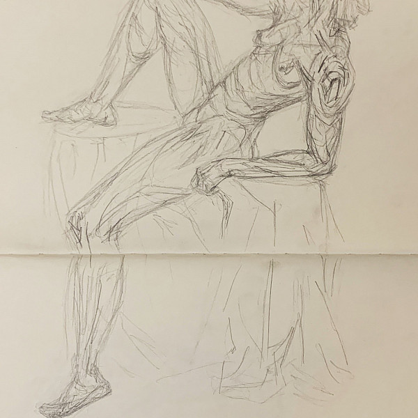 Miriam Arzoumanian, Figure Study, graphite on paper, 12 x 8, 2020, Drawing III remote, Instructor: Victoria Star Varner