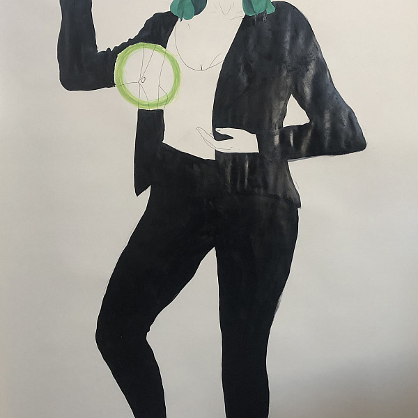 Christine Gutierrez, Self-Portrait, ink on paper, 96 x 42, 2020_Drawing III remote, Instructor: Victoria Star Varner