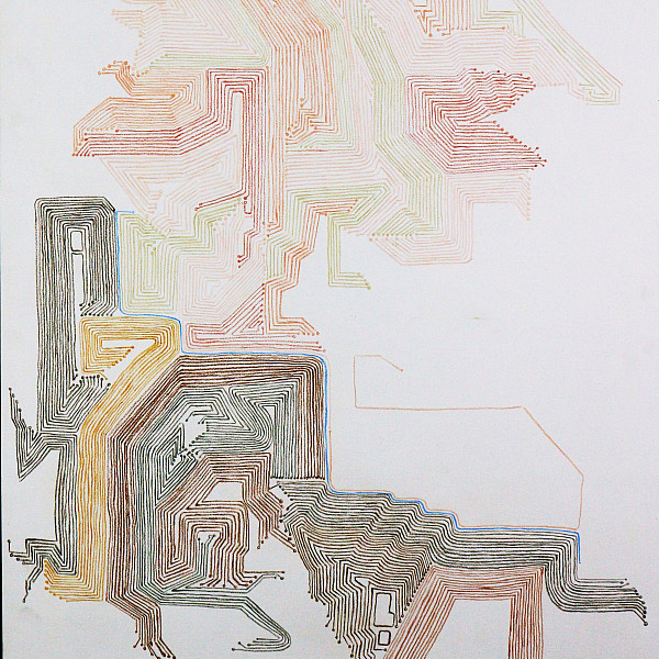 Sarah Friday, Untitled, colored pencil on paper, 4 x 18, Drawing III, Instructor: Victoria Star Varner