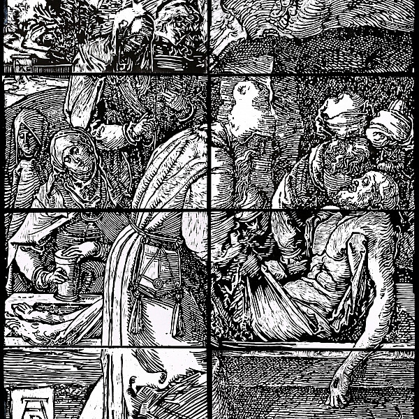 Entire Class, Copy of Albrecht Durer The Little Passion/The Deposition, Woodcut, Each Panel is 9.75 x 14.75, Entire Piece is 39 x 29.5, Printmaking, Instructor: Seth Daulton