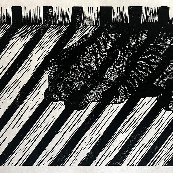 Ceanna Crooksey, Accepted Confinement, 6.5 x 11.5," Woodcut, Printmaking, Instructor: Seth Daulton
