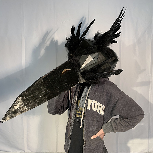 Eliana Pigott, Alter Ego Face Mask, Cardboard, Tape and Feathers, Design, Instructor: Ron Geibel