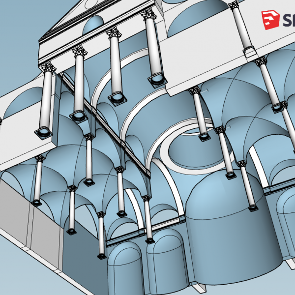 Trevor Stoneburner, Baroque Church, Sketchup Model, Architecture, Instructor: Thomas Howe
