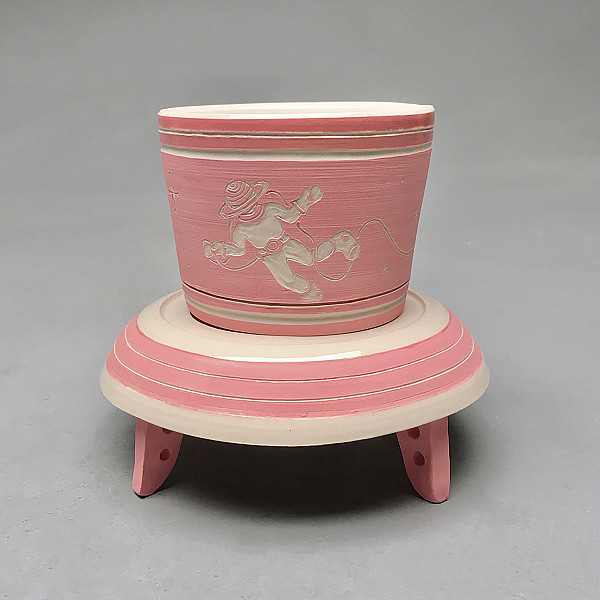 Kari Darr, Pink Floating Cup A, Ceramic, Intermedia Seminar: Ceramics, Instructor: Ron Geibel