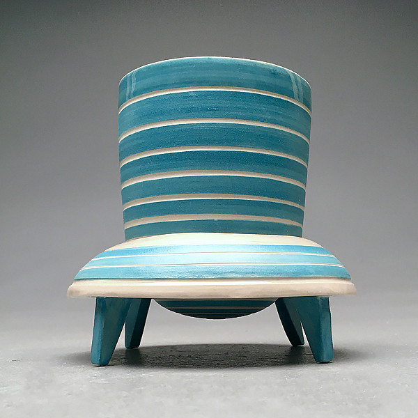 Kari Darr, Retro Teal Rocket Cup, Ceramic, Intermedia Seminar: Ceramics, Instructor: Ron Geibel