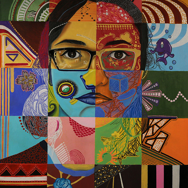 Ana Olvera, Self-Portrait, oil on panel, 10 x 12, 2020, Intermedia Seminar, Instructor: Victoria Star Varner