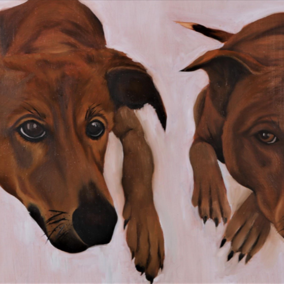 Emily Leon, K D, Oil on panel, 30 x 48, 2020, Intermedia Seminar, Instructor: Victoria Star Varner