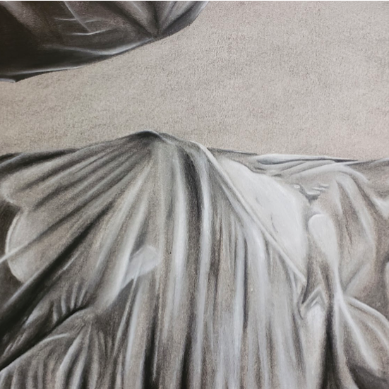 Evan Dryden, Trashland I, charcoal on paper, 12 x16, 2020, Drawing III, Instructor: Victoria Star Varner