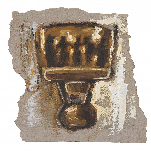 Hal Webster, Archaia, oil on cardboard, 8 x 4, 2019, Intermedia Seminar, Instructor: Victoria Star Varner
