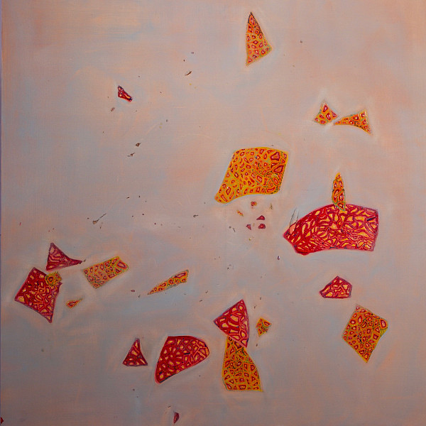 Mattie Wesoloski, Wedding Plate, oil on panel, 30 x 28, 2019, Intermedia Seminar, Instructor: Victoria Star Varner