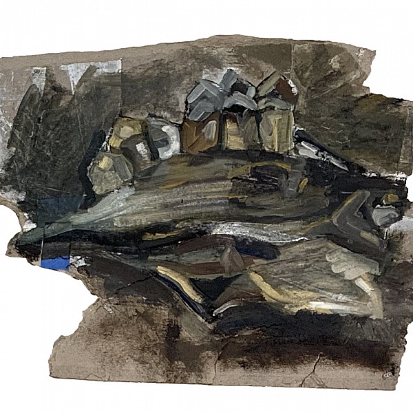 Miriam Arzoumanian, Study of jawbone, oil on cardboard, 8 x 12," 2020, Intermedia Seminar, Instructor: Victoria Star Varner
