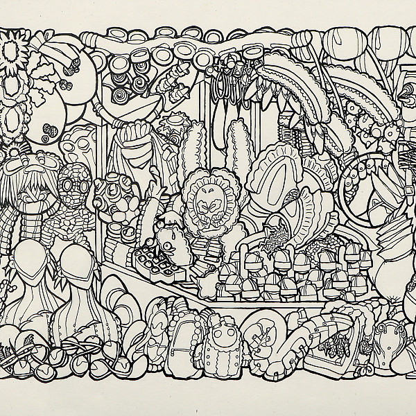 Summer Rodgers, Chewable Circus, Pen and Ink, Intermedia Capstone, Instructor: Victoria Star Varner