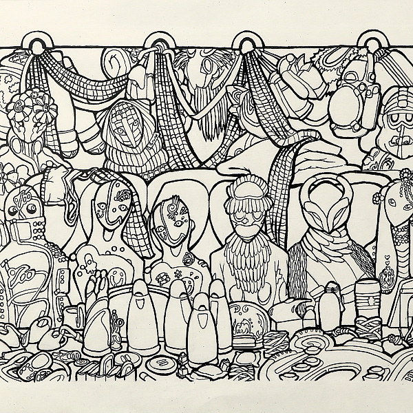 Summer Rodgers, Urban Reunion, Pen and Ink, Intermedia Capstone, Instructor: Victoria Star Varner