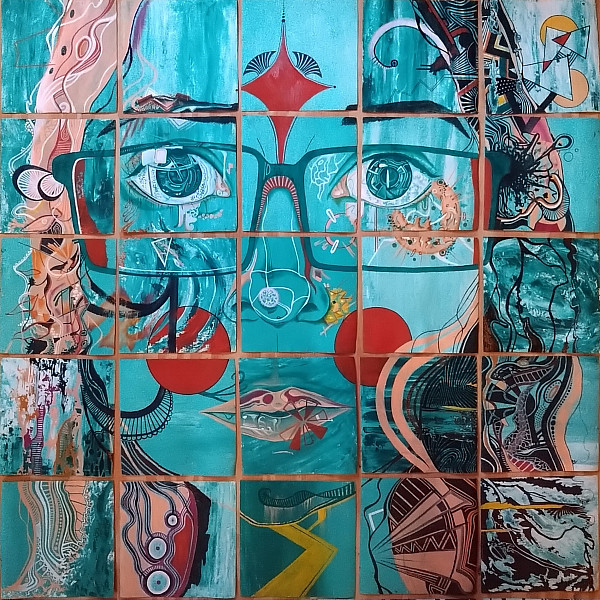 Ana Olvera, Self-Portrait 2, Oil on panel, 35 panels 29 x 21, 2020, Independent Study, Instructor: Victoria Star Varner