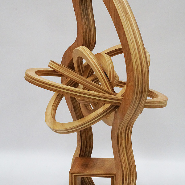 Ila Dannelley, The Eye (side view), Wood, Stain, Steel, 20 x 15 x 7, Abstract Sculpture, Instructor: Mary Visser