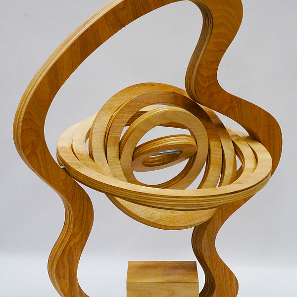 Ila Dannelley, The Eye (front view), Wood, Stain, Steel, 20 x 15 x 7, Abstract Sculpture, Instructor: Mary Visser