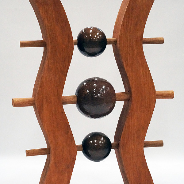 Mary Smith, Touch My Balls, Wood, Stain, Paint, 19 x 5 x 24, Abstract Sculpture, Instructor: Mary Visser