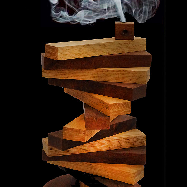 Vanessa Saldivar, Melting Point (detail), Wood, Stain, 10" x 10" x 17," Abstract Sculpture, Instructor: Mary Visser