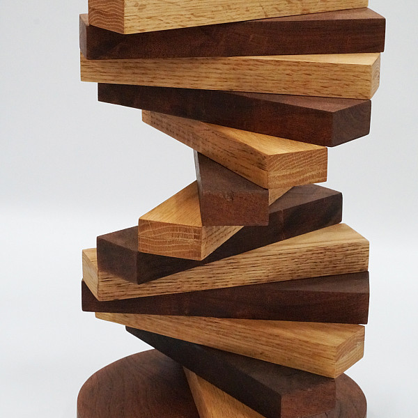 Vanessa Saldivar, Melting Point (detail), Wood, Stain, 10" x 10" x 17," Abstract Sculpture, Instructor: Mary Visser
