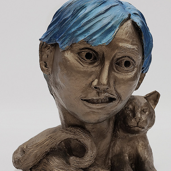 Lily Loose, Self Portrait, Ceramic, 12" x 11" x 13," Figurative Sculpture, Instructor: Mary Visser
