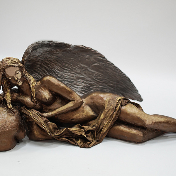 Hannah Mitchell, Reclining Angel, Ceramic, 22" x 14" 10," Figurative Sculpture, Instructor: Mary Visser