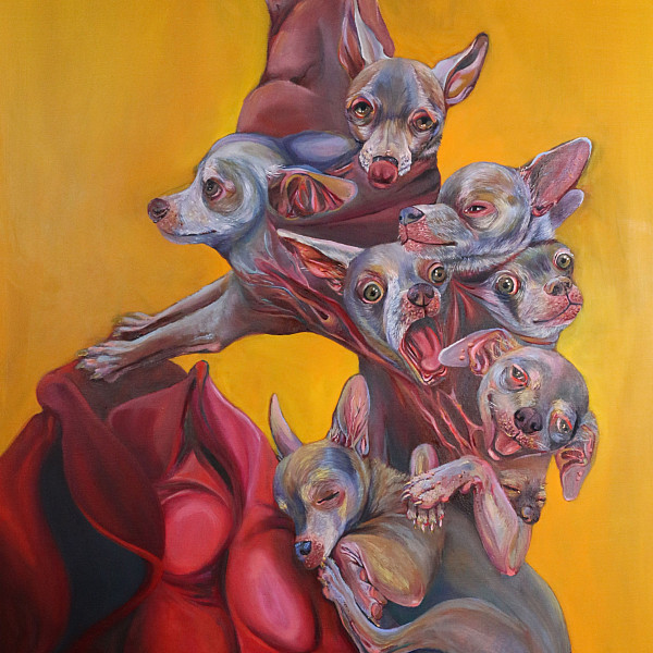Mattie Wesoloski, Hydra-Huahua, Oil on panel, Intermedia Capstone, Victoria Star Varner