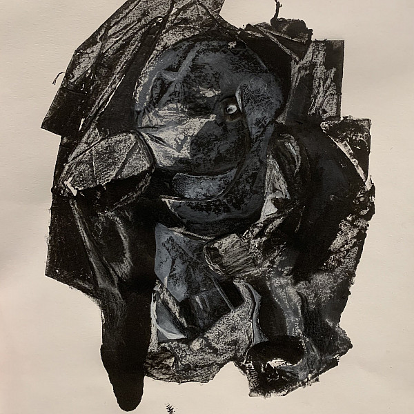 Miriam Arzoumanian, Premature delivery Stillbirth hydrops fetalis associated with skeletal anomalies 4, Charcoal on Collograph Print, Intermedia Capstone, Victoria Star Varner