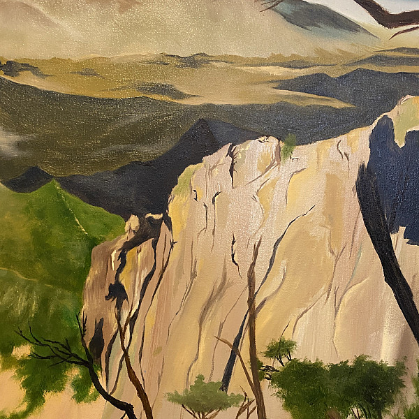 Emily Leon, Loop to Emory Peak at Big Bend National Park (Detail), Oil on Canvas, Intermedia Capstone, Victoria Star Varner