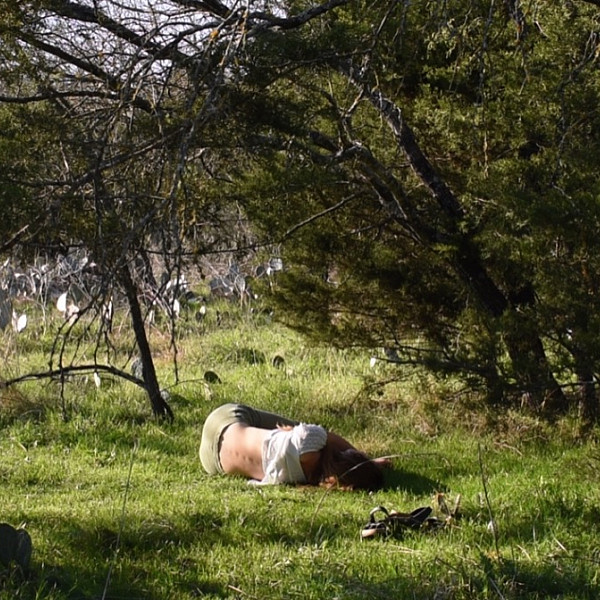 Ila Dannelley, Meditation in the Meadow, video still from performance, 2021, Intermedia Seminar, Victoria Star Varner