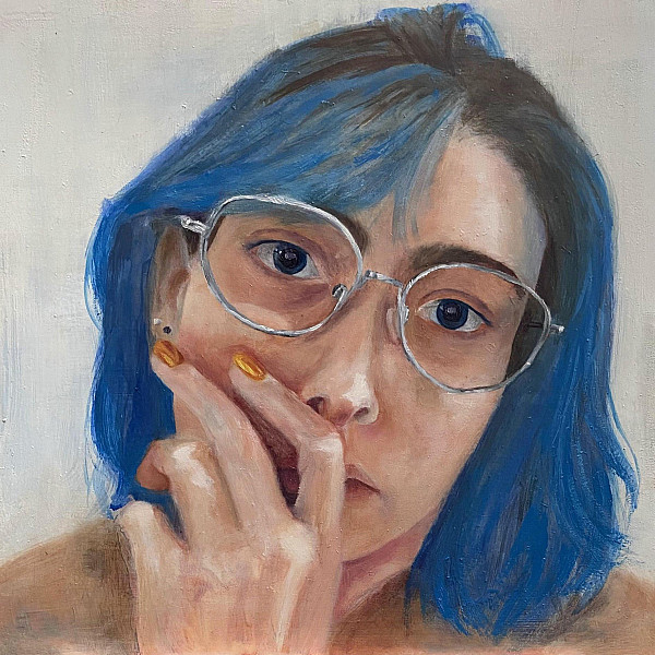 Lily Loose, Self Portrait, Oil on panel, Intermedia Seminar, Victoria Star Varner