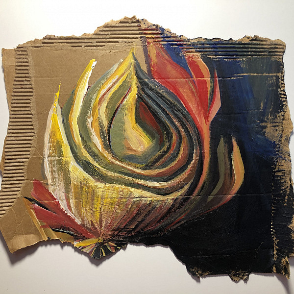 Maylin Sanchez, Dry Onion, acrylic on Ramboard, 8" x 11", 2021, Intermedia Seminar, Victoria Star Varner