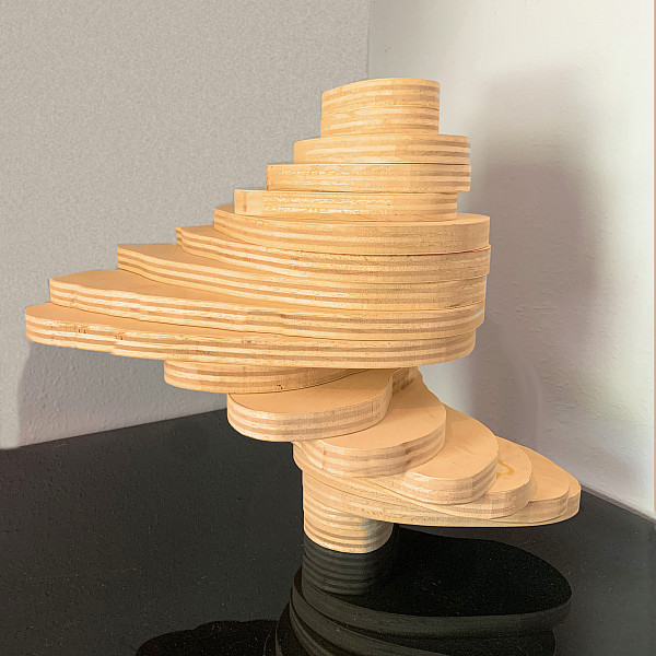 Alison Skinner, Spiral, Baltic Birch, Abstract Sculpture, Mary Visser