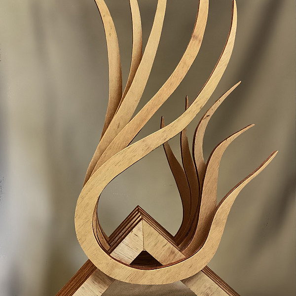 Hannah Chock, Flame, Baltic Birch, Abstract Sculpture, Mary Visser